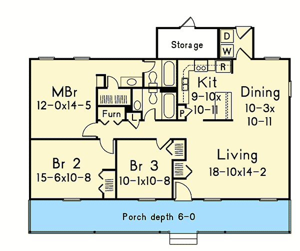 Plan 57334HA: Economical Ranch House Plan - Floor Plan - Main Level - Ranch