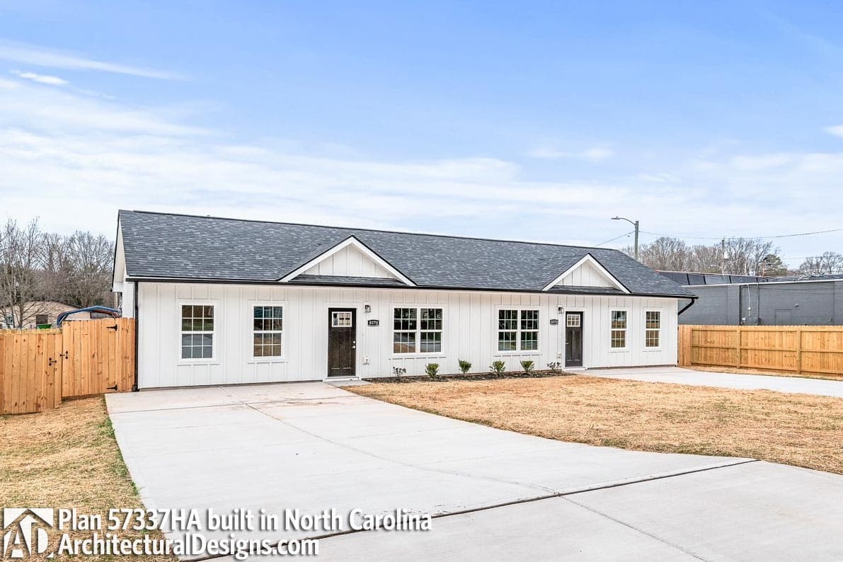 build gallery item - Duplex House Plan 57337HA Comes to Life in North Carolina
