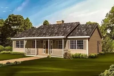 3 Bed Ranch Home Plan with Entry Porch