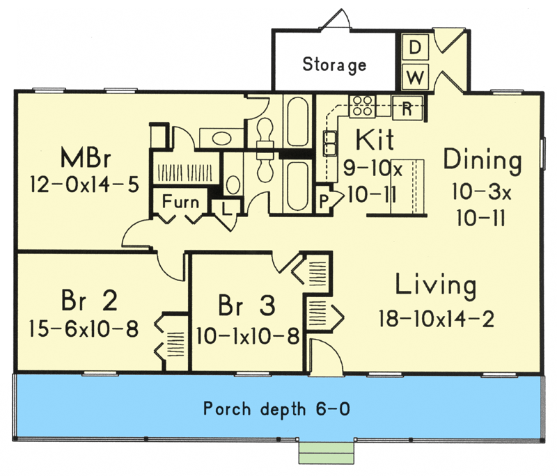 Plan 5779HA: Layout Creates Large Open Living Area - Floor Plan - Main Level - Country, Ranch, Rustic