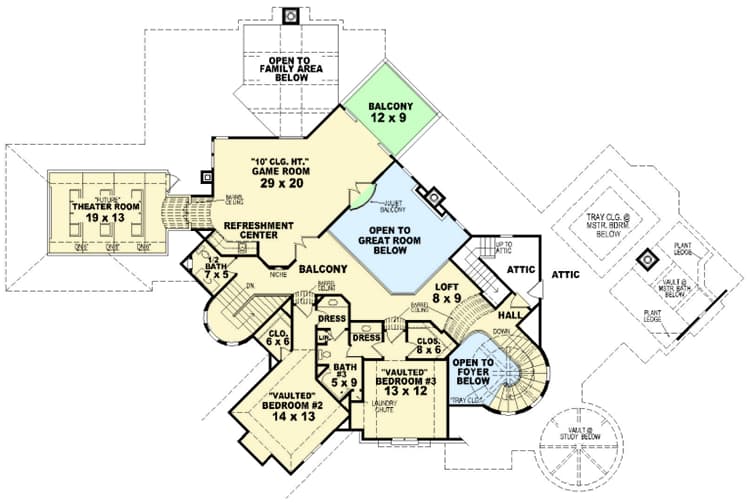 Plan 58452SV: European Estate - Floor Plan - 2nd Floor - European, French Country