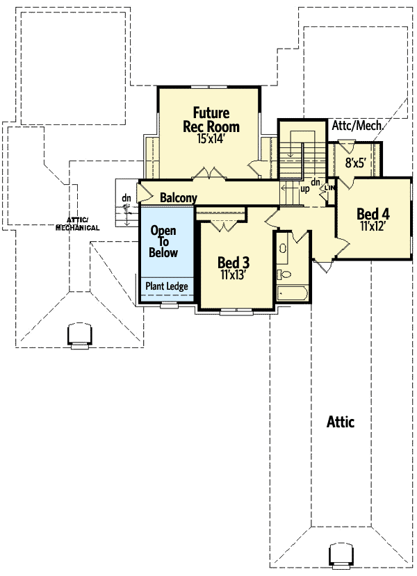 Plan 58469SV: 4 Bed Home Plan With 2 Fireplaces - Floor Plan - 2nd Floor - European, Traditional