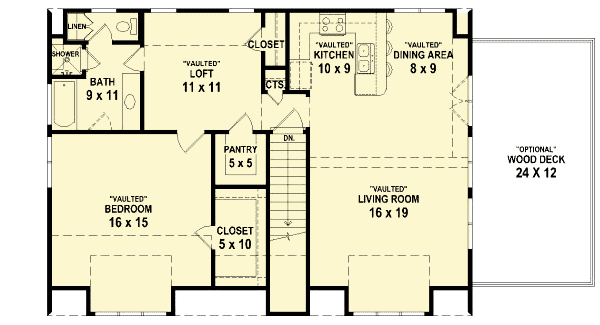 Plan 58549SV: Vaulted Ceilings Throughout - Floor Plan - Main Level - Carriage, Cottage, Northwest