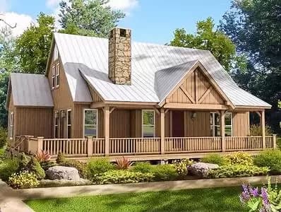 Cabin House Plan with Three Master Bedrooms - 1532 Sq Ft
