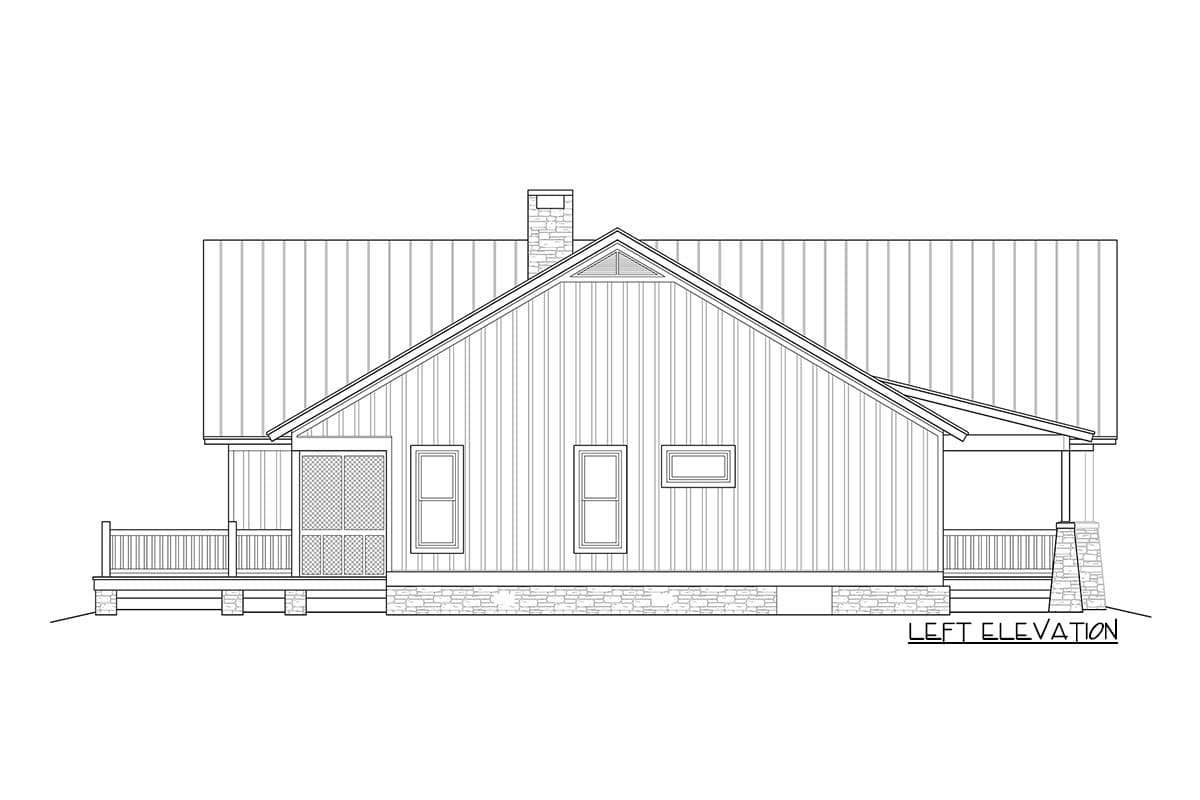 Plan 58552SV: Country Cabin with Vaulted Front Porch and 2-Sided Interior Fireplace - 1600 Sq Ft - Image #7 - Cabin, Country, Mountain, Northwest, Rustic