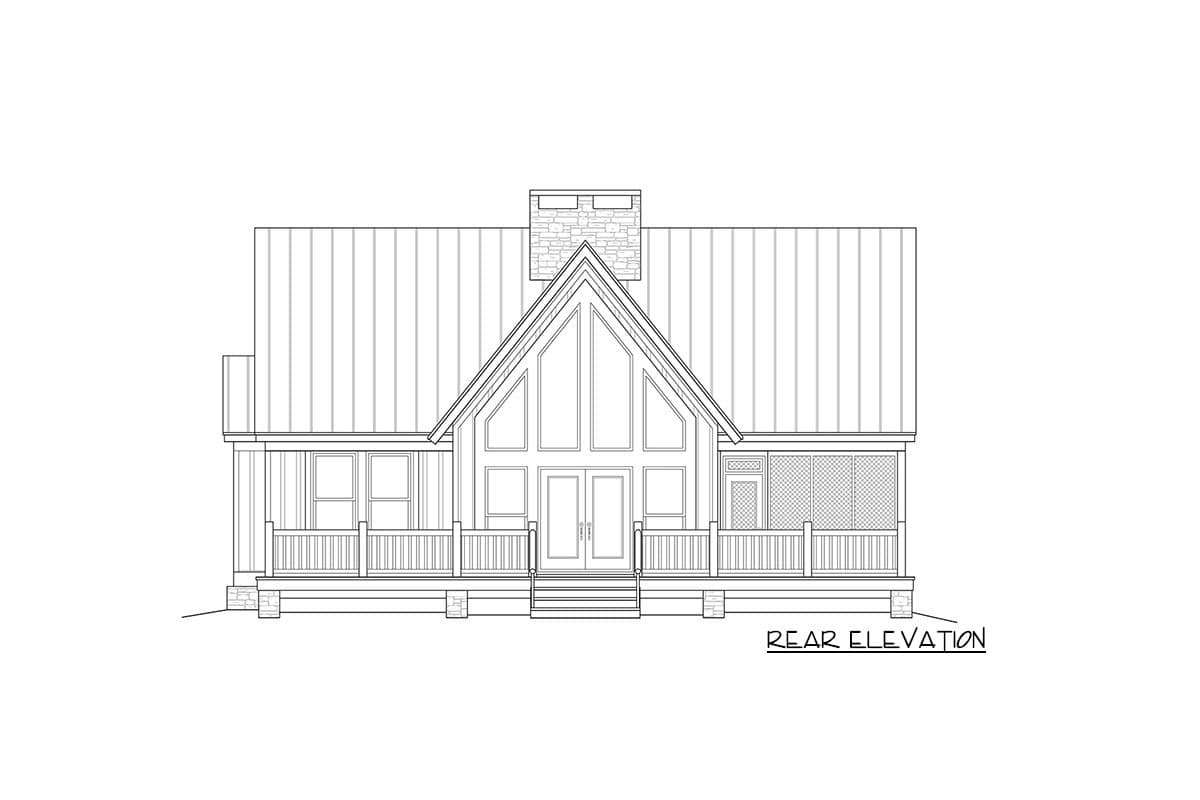 Plan 58552SV: Country Cabin with Vaulted Front Porch and 2-Sided Interior Fireplace - 1600 Sq Ft - Image #6 - Cabin, Country, Mountain, Northwest, Rustic