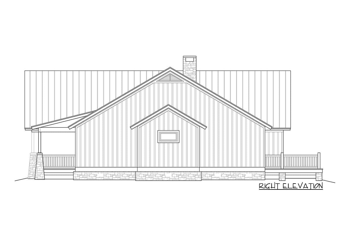 Plan 58552SV: Country Cabin with Vaulted Front Porch and 2-Sided Interior Fireplace - 1600 Sq Ft - Image #8 - Cabin, Country, Mountain, Northwest, Rustic