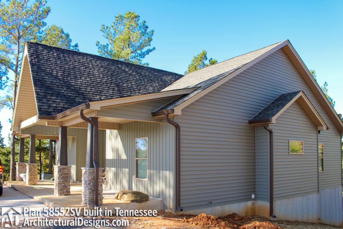 Plan 58552SV: Country Cabin with Vaulted Front Porch and 2-Sided Interior Fireplace - 1600 Sq Ft - Image #5 - Cabin, Country, Mountain, Northwest, Rustic