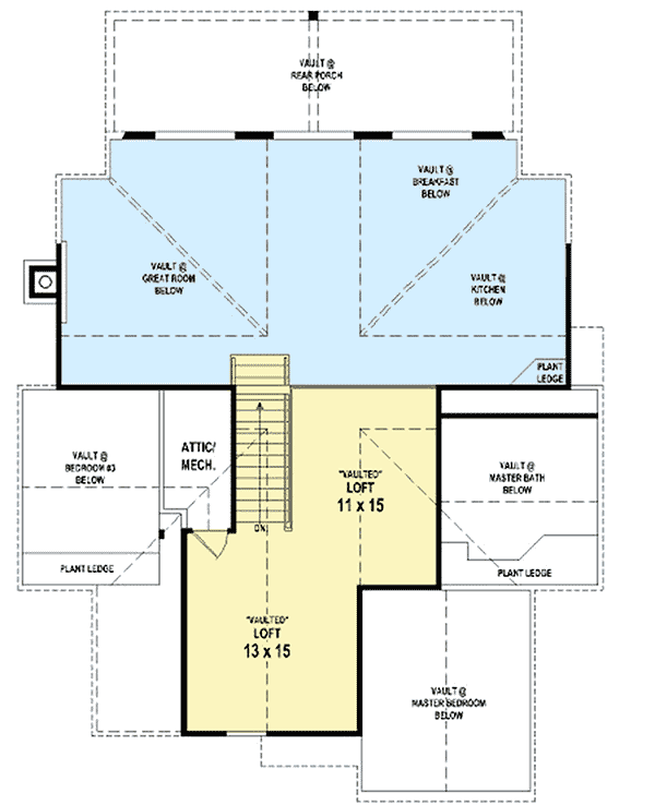 Plan 58554SV: Comfortable Cottage - Floor Plan - 2nd Floor - Cottage, Mountain, Rustic, Vacation