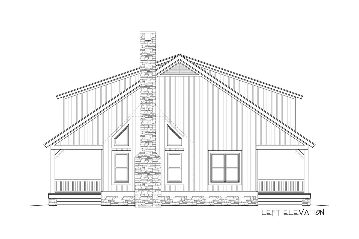 Plan 58555SV: Country Home Plan with Big Front and Rear Porches - Image #6 - Cabin, Cottage, Country, Rustic, Vacation