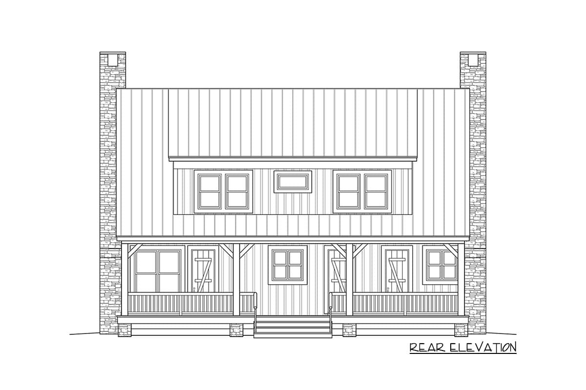 Plan 58555SV: Country Home Plan with Big Front and Rear Porches - Image #7 - Cabin, Cottage, Country, Rustic, Vacation