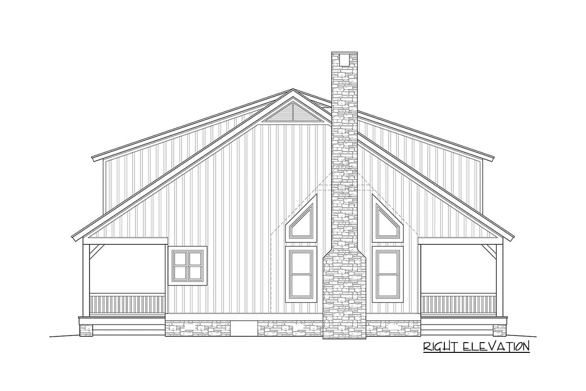 Plan 58555SV: Country Home Plan with Big Front and Rear Porches - Image #8 - Cabin, Cottage, Country, Rustic, Vacation