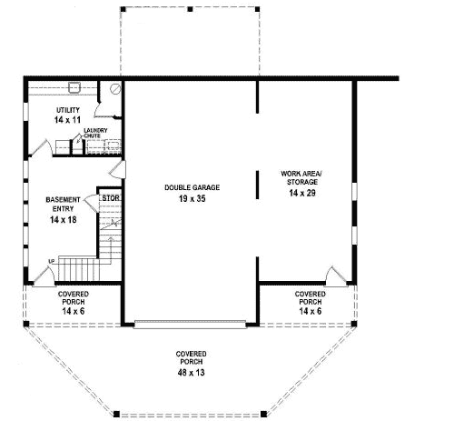 Plan 58564SV: Flexible Vacation Escape - Floor Plan - Basement - Mountain, Rustic, Vacation