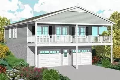 2-Bed House Plan for the Front-Sloping Lot