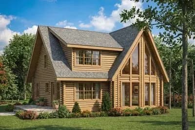 Two Story Mountain Vacation Home Plan with Two Story Great Room - 1896 Sq Ft