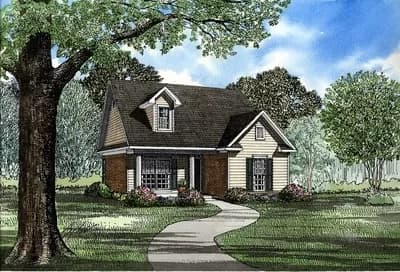 Simple Southern Traditional House Plan - 985 Sq Ft