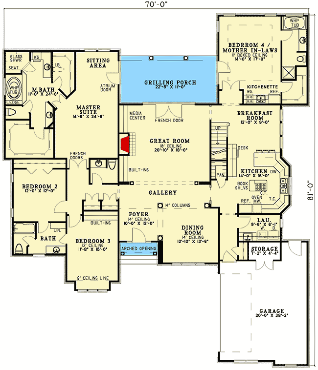 Plan 5906ND: Spacious House Plan with Mother-in-Law Suite - 3568 Sq Ft - Floor Plan - Main Level - Traditional