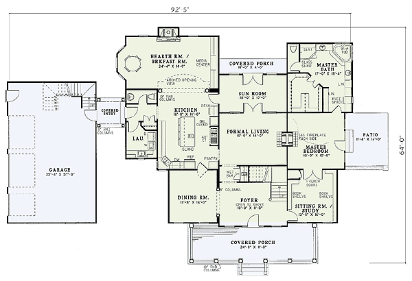 Plan 59066ND: Fantastic Hearth Room - Floor Plan - Main Level - Country, Southern, Traditional