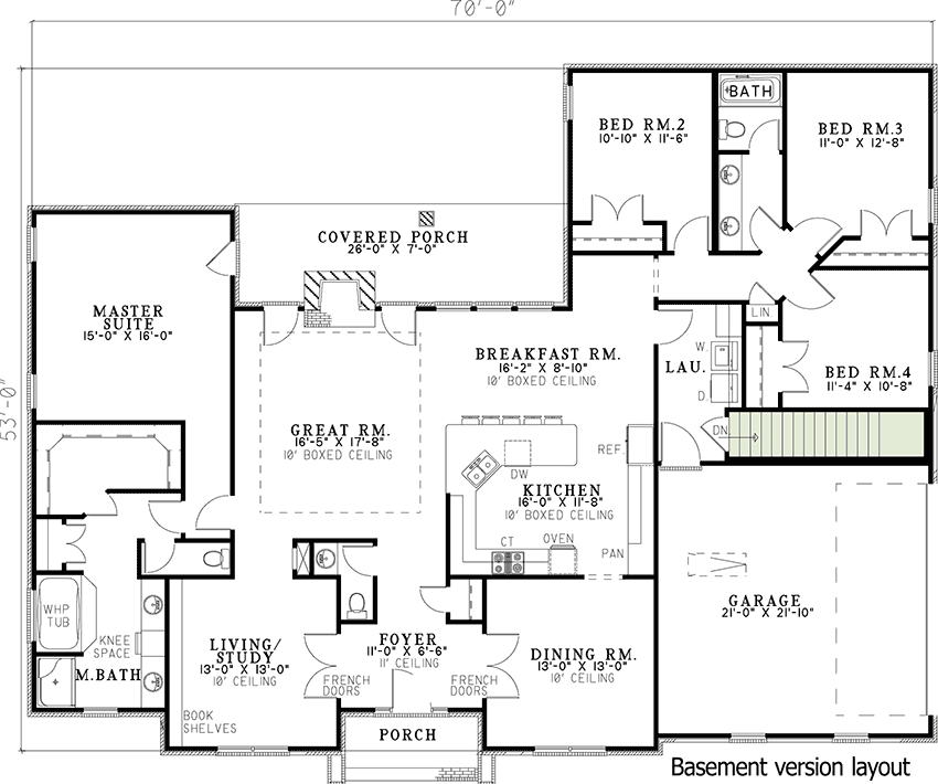 Plan 59068ND: Neo-Traditional 4 Bedroom House Plan - Floor Plan - Optional - Ranch, Traditional