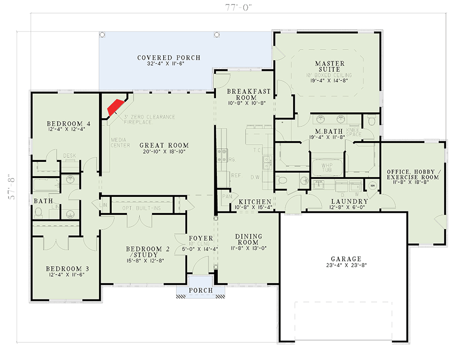 Plan 59071ND: Traditional Home Plan with Split Beds - Floor Plan - Main Level - Ranch, Traditional