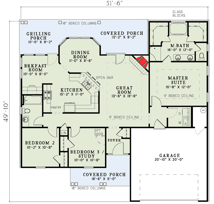 Plan 5908ND: Traditional Split-Bedroom Design - Floor Plan - Main Level - Ranch, Traditional