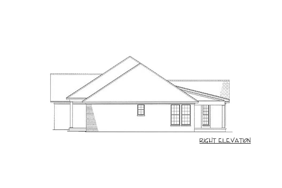 Plan 5909ND: Split Bedroom House Plan with Two Porches And Grilling Patio - 1525 Sq Ft - Image #5 - Traditional