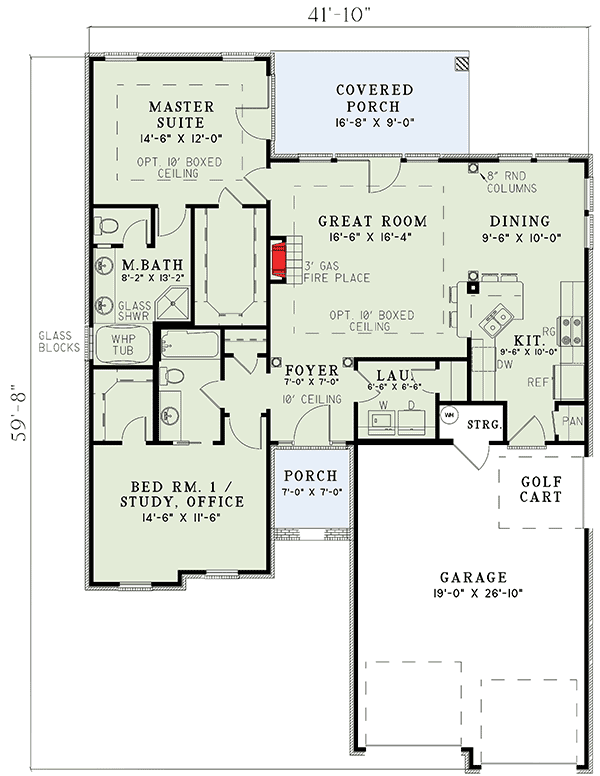 Plan 59094ND: Small Home Plan with a Quiet Rear Covered Porch - Floor Plan - Main Level - Traditional