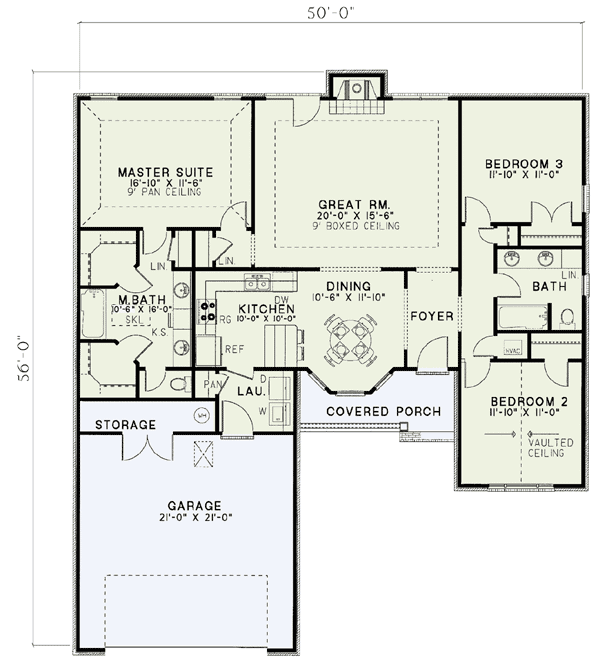 Plan 5910ND: Split-Bedroom Design - Floor Plan - Main Level - Traditional