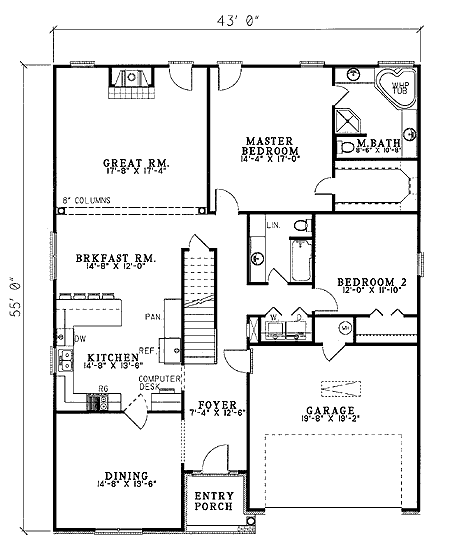 Plan 59108ND: 2-Bed Home Plan with Flexible Second-Story - Floor Plan - Main Level - Traditional
