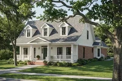 Traditional Country House Plan with First-Floor Master and Grilling Porch