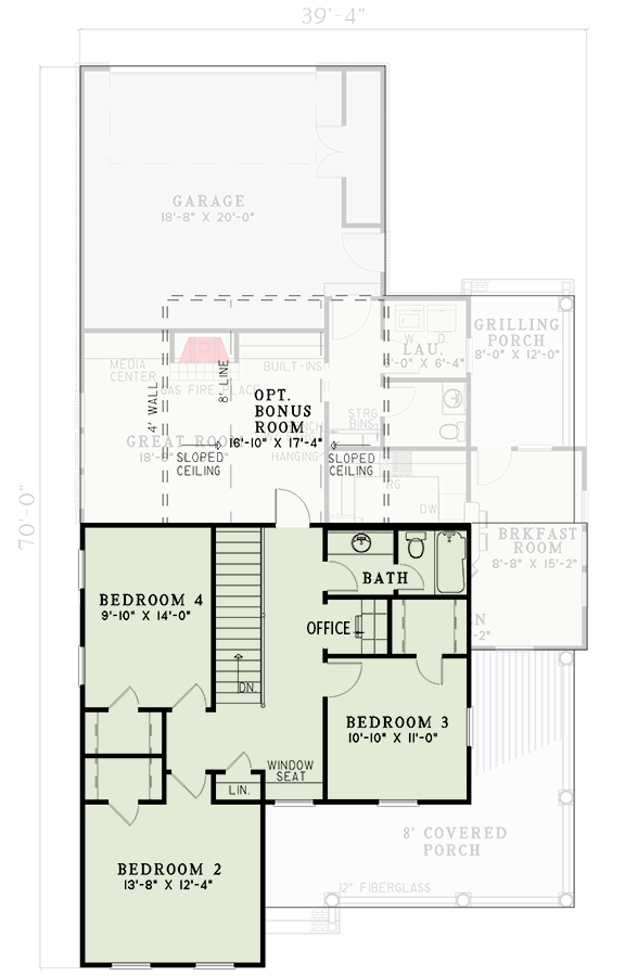 Plan 59115ND: 4-Bed House Plan with L-Shaped Porch and Upstairs Expansion - 2260 Sq Ft - Floor Plan - 2nd Floor - Farmhouse, Traditional