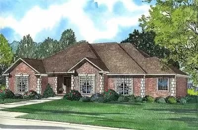 4-Bed Home Plan with Jack-and-Jill Baths