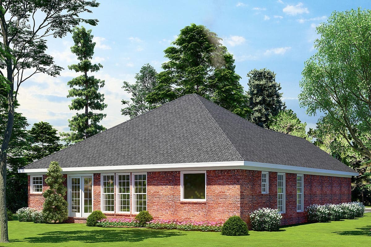 Plan 59120ND: 3-Bed Traditional House Plan with Split Bedroom Layout - 1382 Sq Ft - Image #7 - Ranch, Southern, Traditional