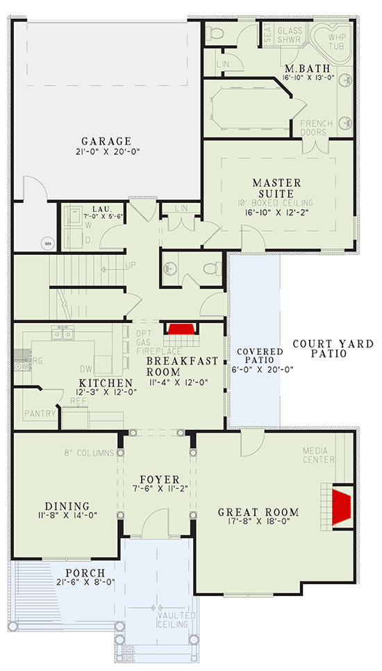 Plan 59121ND: Interior Columns Greet You - Floor Plan - Main Level - Traditional