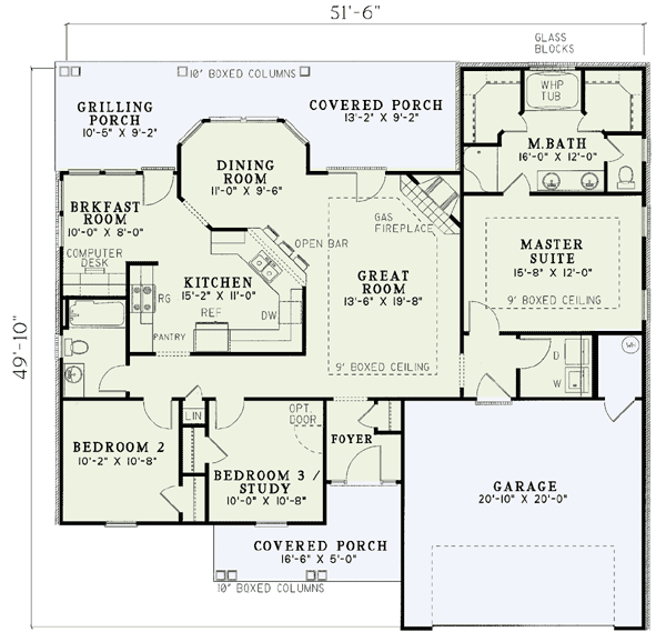 Plan 59131ND: Numerous Amenities in a Traditional Design - Floor Plan - Main Level - Ranch, Traditional