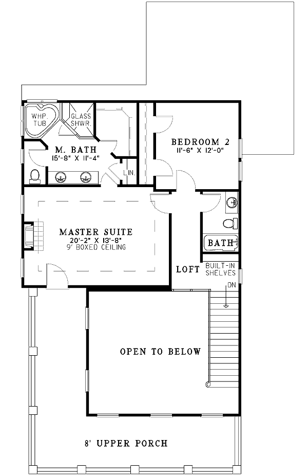 Plan 59136ND: Two-Story Great Room - Floor Plan - 2nd Floor - Southern, Traditional