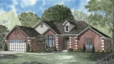 One-Story House Plan with Brick Exterior - 2217 Sq Ft