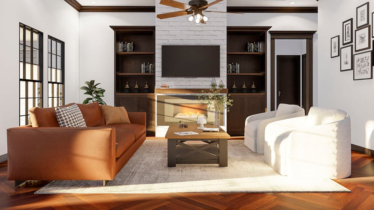 Plan 59141ND: One Story House Plan with Brick Exterior and 10-Foot-Deep Back Porch - 1913 Sq Ft - Image #9 - Ranch, Traditional