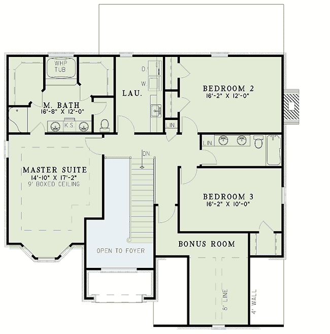 Plan 59142ND: Traditional Brick Home with 2-Story Entry  - Floor Plan - 2nd Floor - Traditional