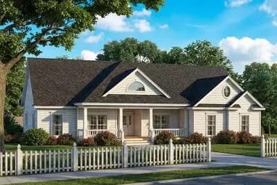Unique Windows and Cozy Front Porch