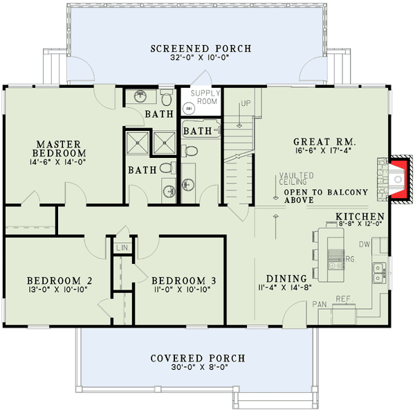Plan 59154ND: Lake Side Cabin Cottage - Floor Plan - Main Level - Cabin, Coastal, Cottage, Country, Rustic, Vacation