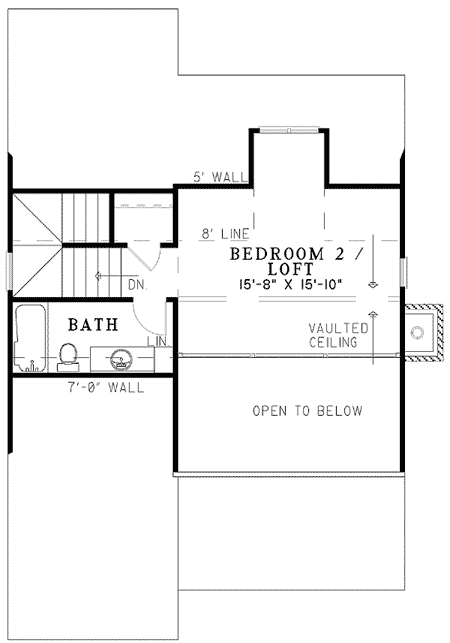 Plan 59157ND: River's Edge Cottage - 1178 Sq Ft - Floor Plan - 2nd Floor - Cabin, Cottage, Country, Rustic, Vacation