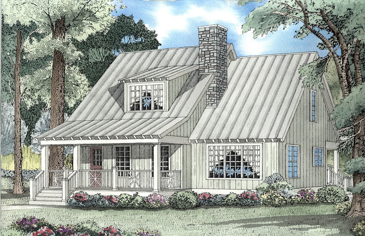 Plan 59159ND: Country Cottage House Plan - Image #4 - Cabin, Cottage, Country, Rustic, Vacation