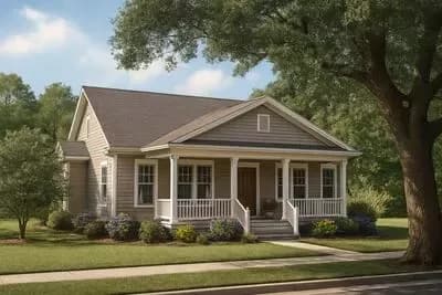 Inviting 1401 Sq Ft Southern House Plan with Split Bedrooms and Grilling Porch