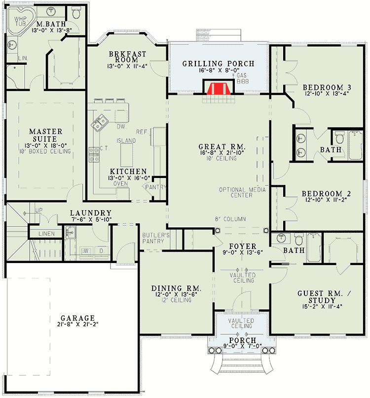 Plan 59174ND: Classic Split Bedroom Design - Floor Plan - Main Level - Traditional
