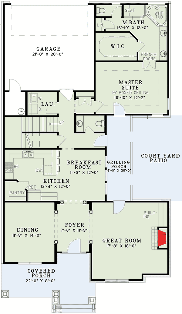 Plan 59184ND: Columned Craftsman Cottage - Floor Plan - Main Level - Cottage, Country, Craftsman