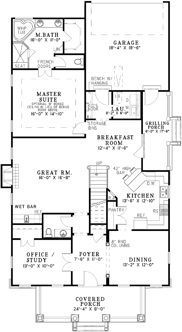 Plan 59185ND: Lovely Street Appeal - Floor Plan - Main Level - Cottage, Country, Craftsman