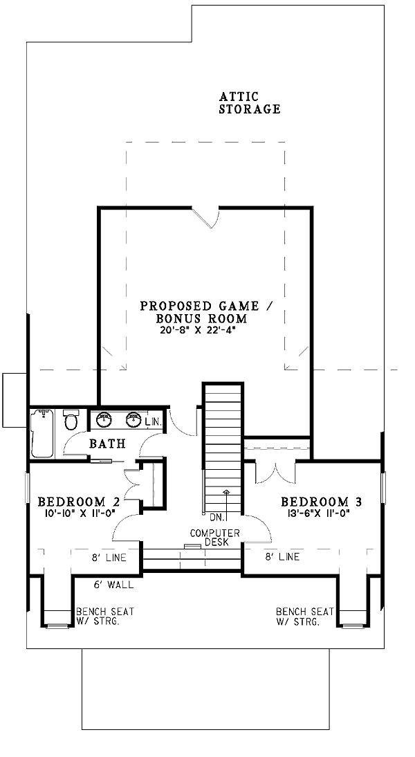 Plan 59185ND: Lovely Street Appeal - Floor Plan - 2nd Floor - Cottage, Country, Craftsman