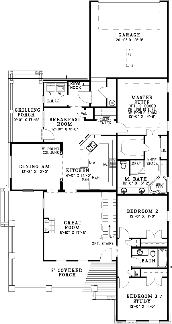 Plan 59186ND: Cozy Historical Home - Floor Plan - Main Level - Cottage, Country, Craftsman