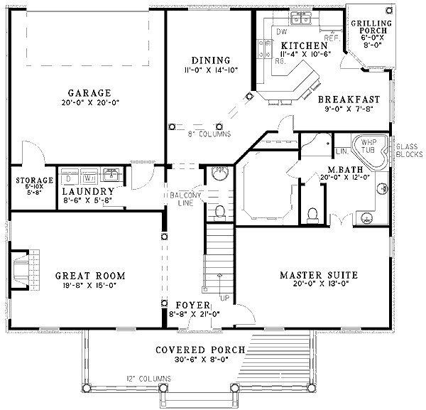Plan 59207ND: Charming Country Traditional House Plan with Main-Level Master Suite - Floor Plan - Main Level - Country, Traditional